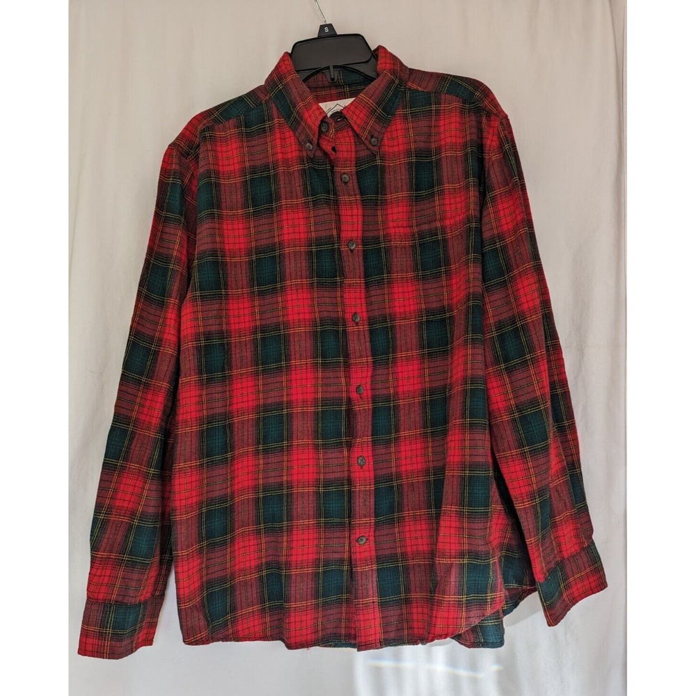 St. John's Bay  Shirt Men's L  Button Collar Red Plaid Cotton